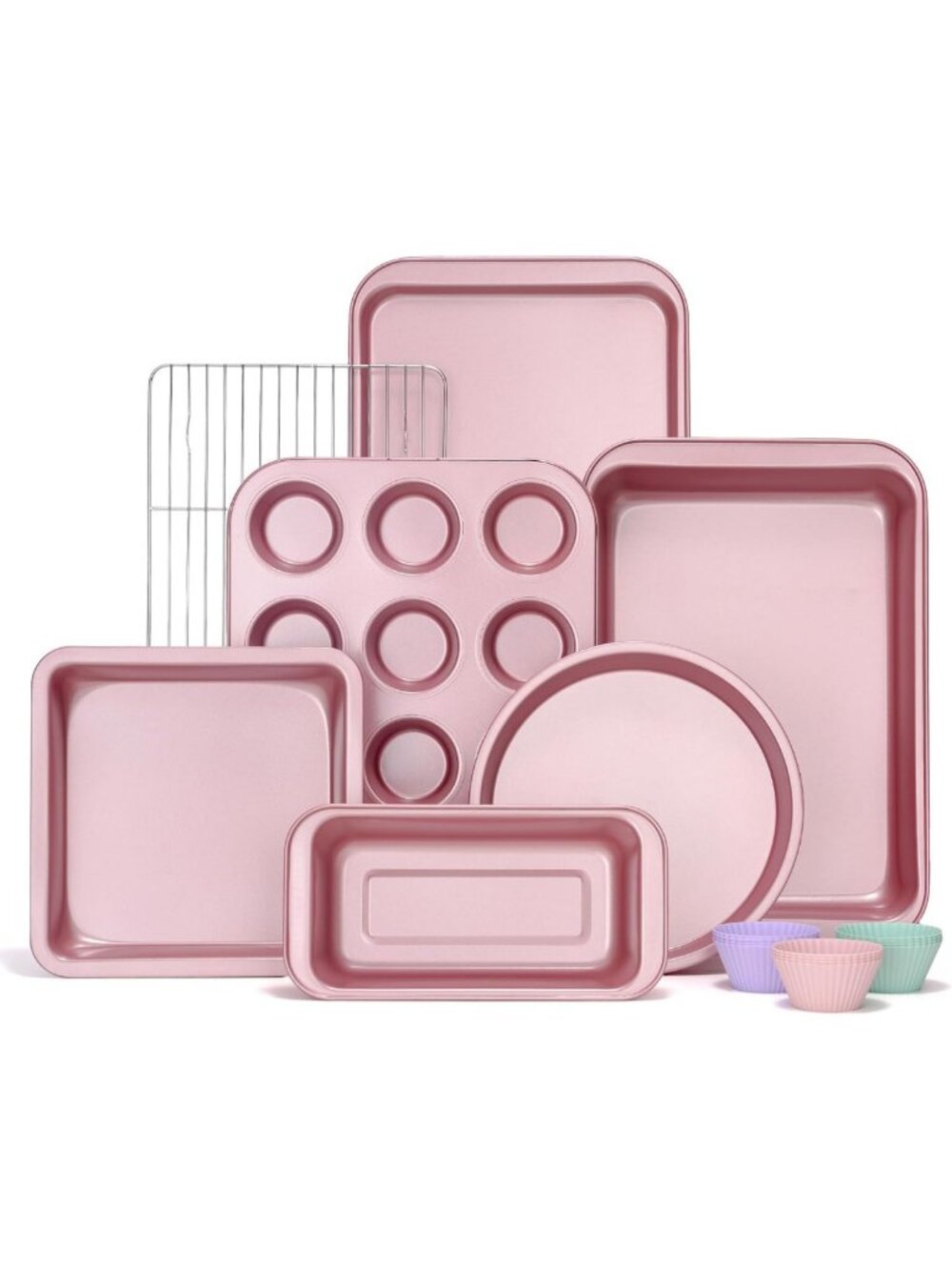 19-Piece Nonstick Baking Set - Round & Square Cake Pans, Muffin, Cookie, Loaf